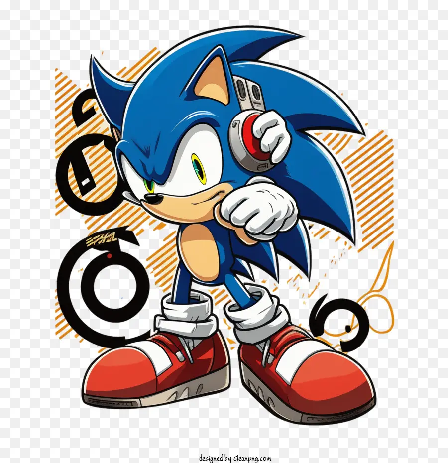 Sonic Sonic disegnato a mano con cuffie Cool Sonic - 