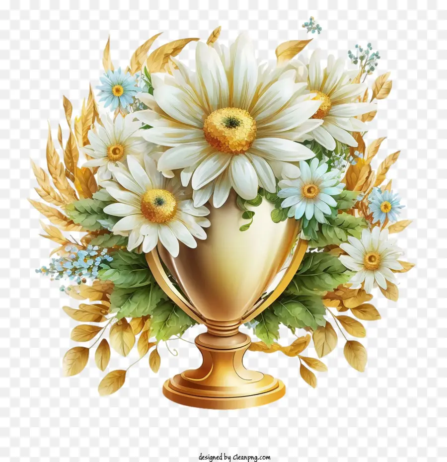Cúp cúp màu vàng cúp Golden Cup Cup với cúp cúp daisy với vòng hoa - 