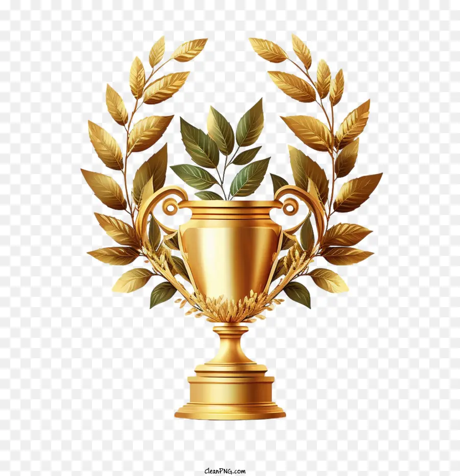 realistic trophy cup golden trophy cup  trophy cup with laurel wreath