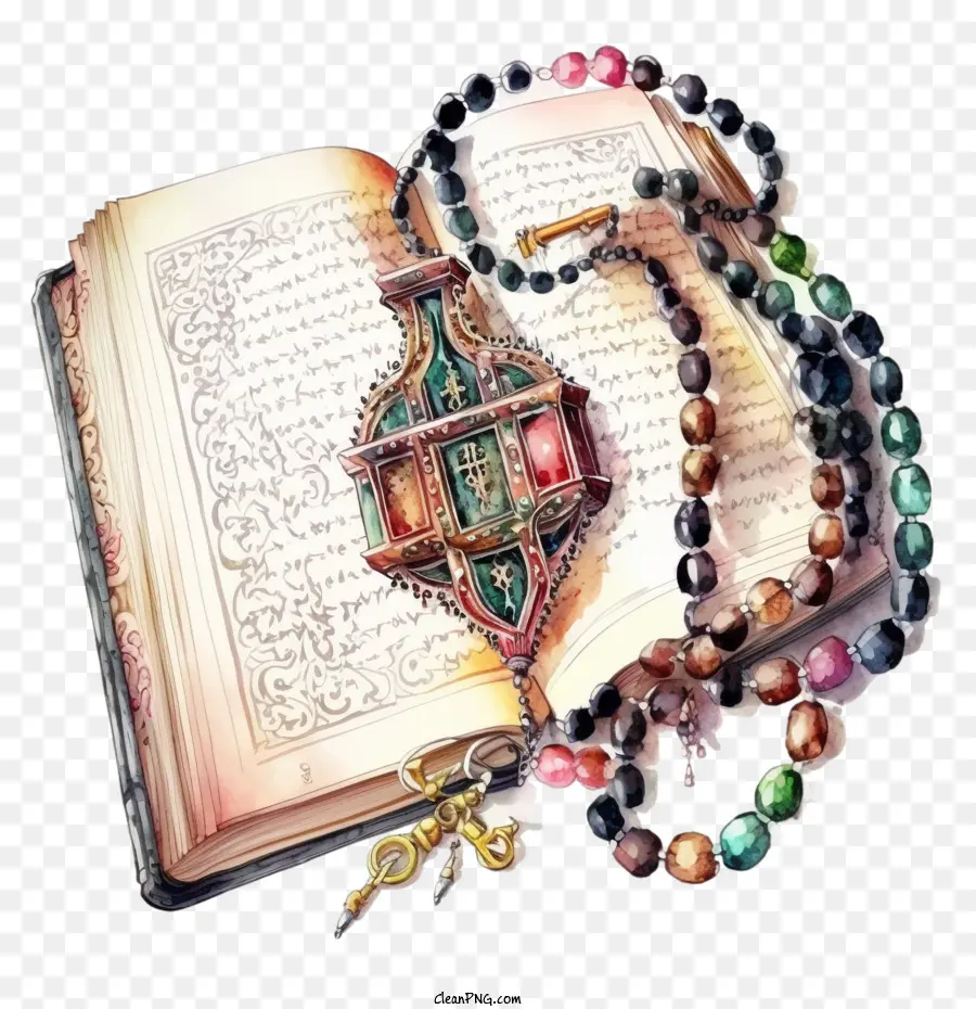 watercolor quran quran with rosary