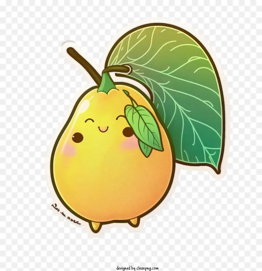 kawaii mango yellow mango  mango with leaf