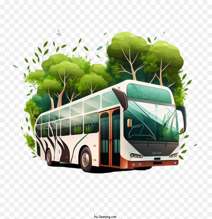 Cartoon Bus Eco Bus Green Bus World Car-Free Day - 