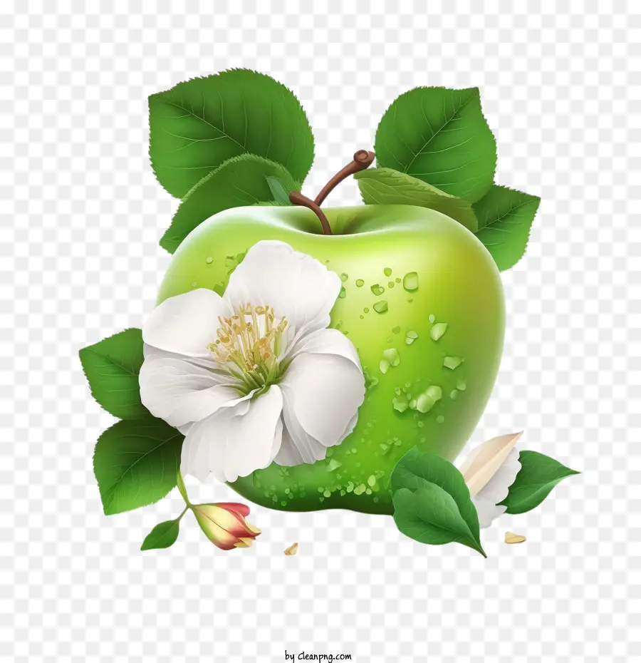 Grüne Apfel -Apfel -Blumen - 