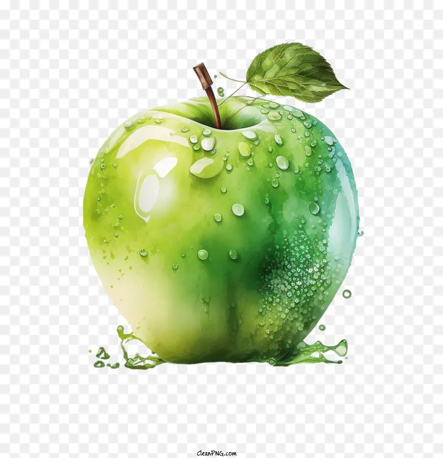 Aquarell Apfel Realistischer Apfelgrün Apfel - 