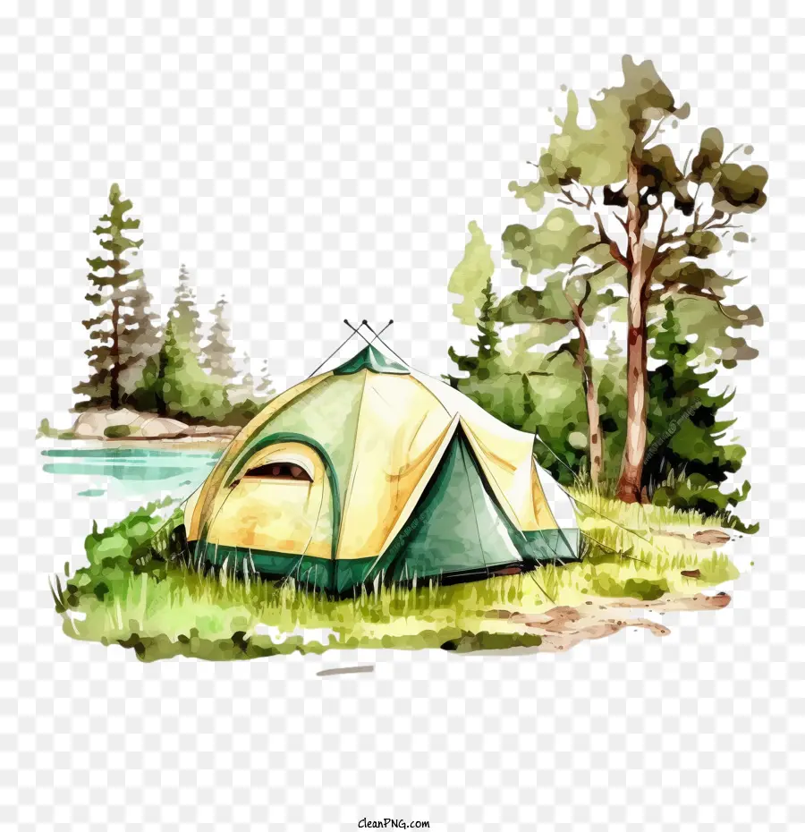 watercolor summer camp summer camp with tent
