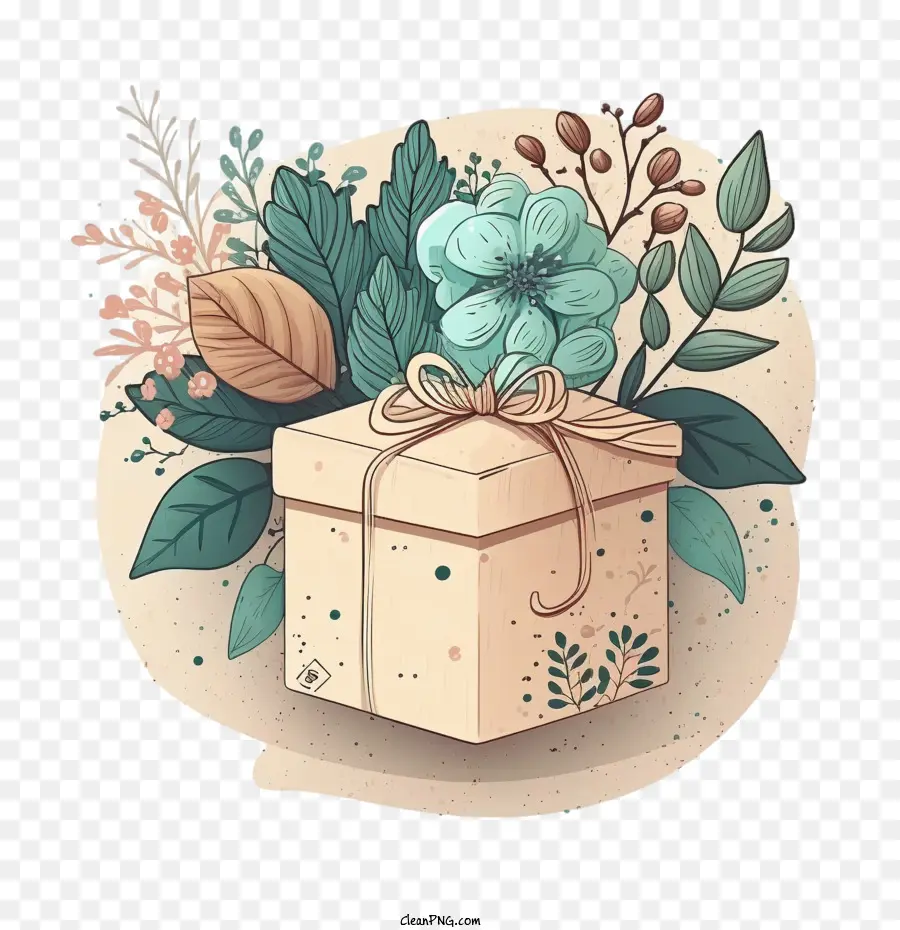 süße Geschenkbox Geschenkbox mit Blumen Hand gezeichnete Geschenkbox - 