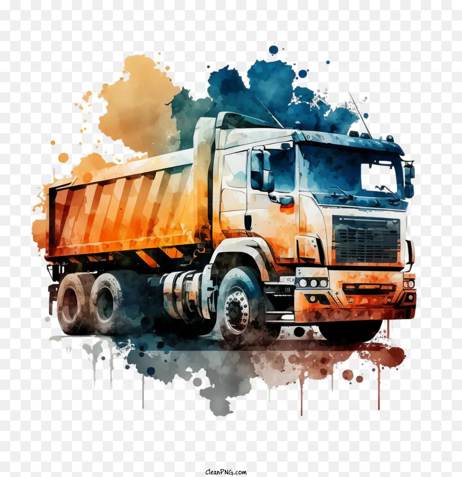 heavy truck watercolor truck