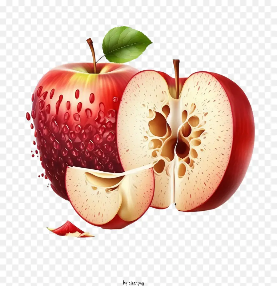 Red Apple Half Apple Apple Slice 3D Apple - 
