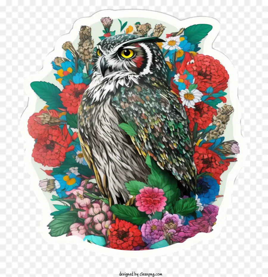 Pop Art Owl Floral Owl - 