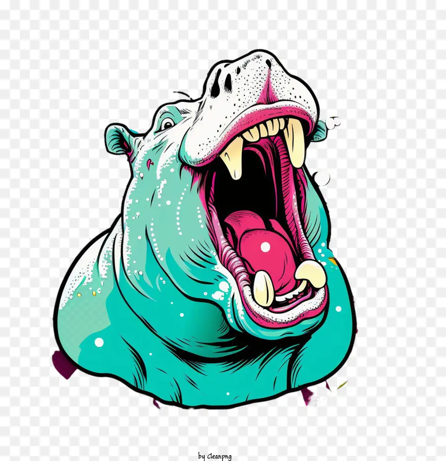 Pop Art Hippo Cool Hippo Hippo Open Mund Kopfmund - 