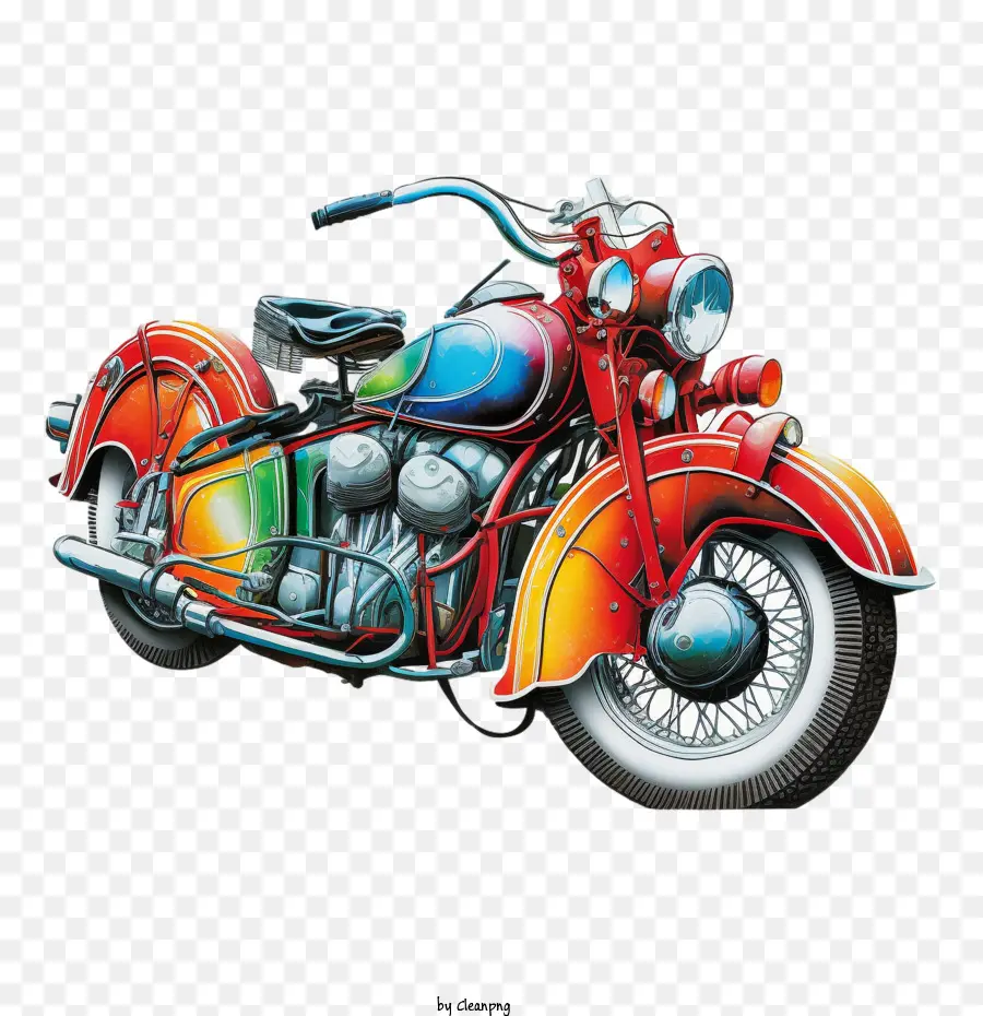 Mehrfarbige Farben Motorrad klassisches Motorrad Motorrad leuchtende Farben Vintage Vintage - 