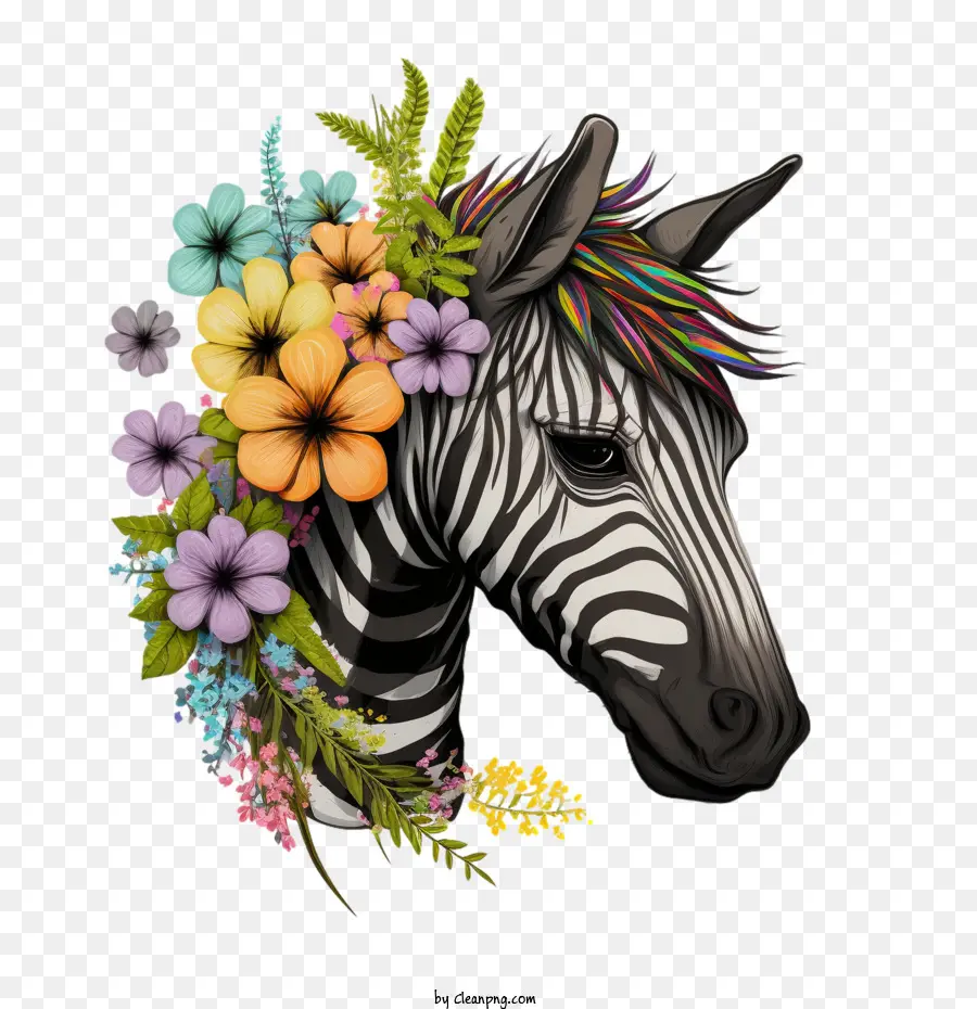Cartoon zebra zebra zebra con fiori zebra animale - 