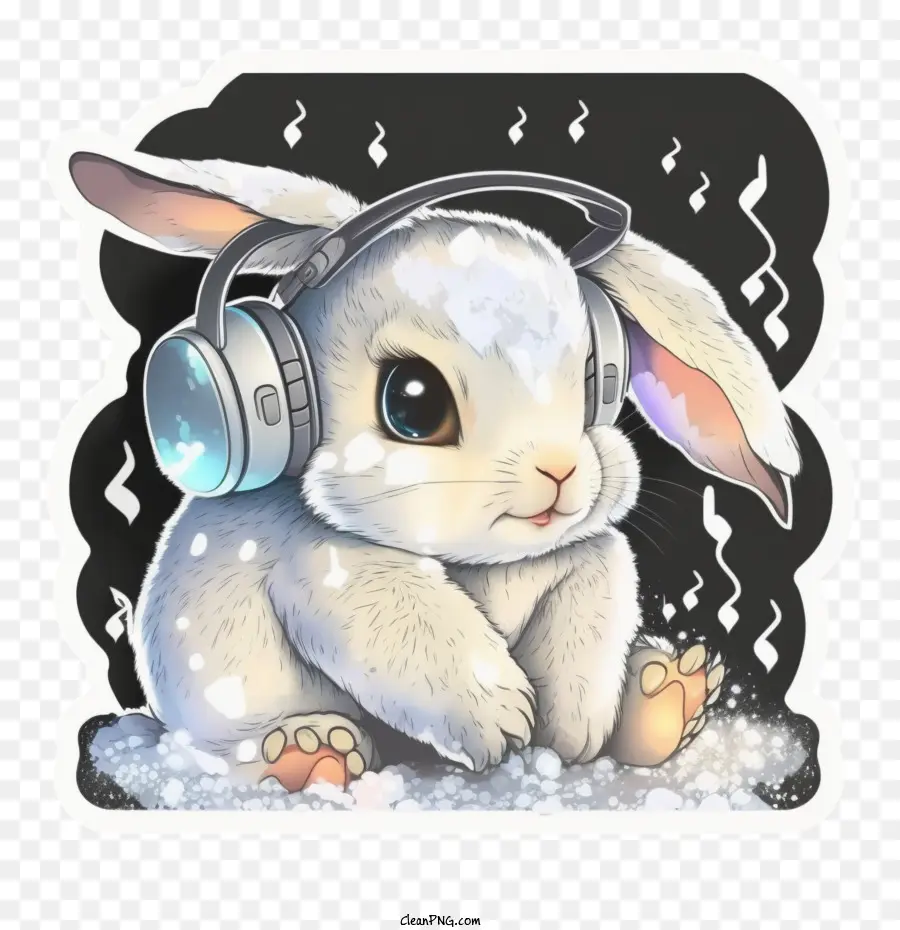 cute bunny baby bunny rabbit headphones snow