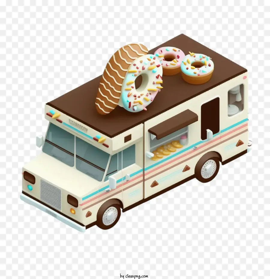 isometric truck truck doughnuts ice cream truck sweet treat