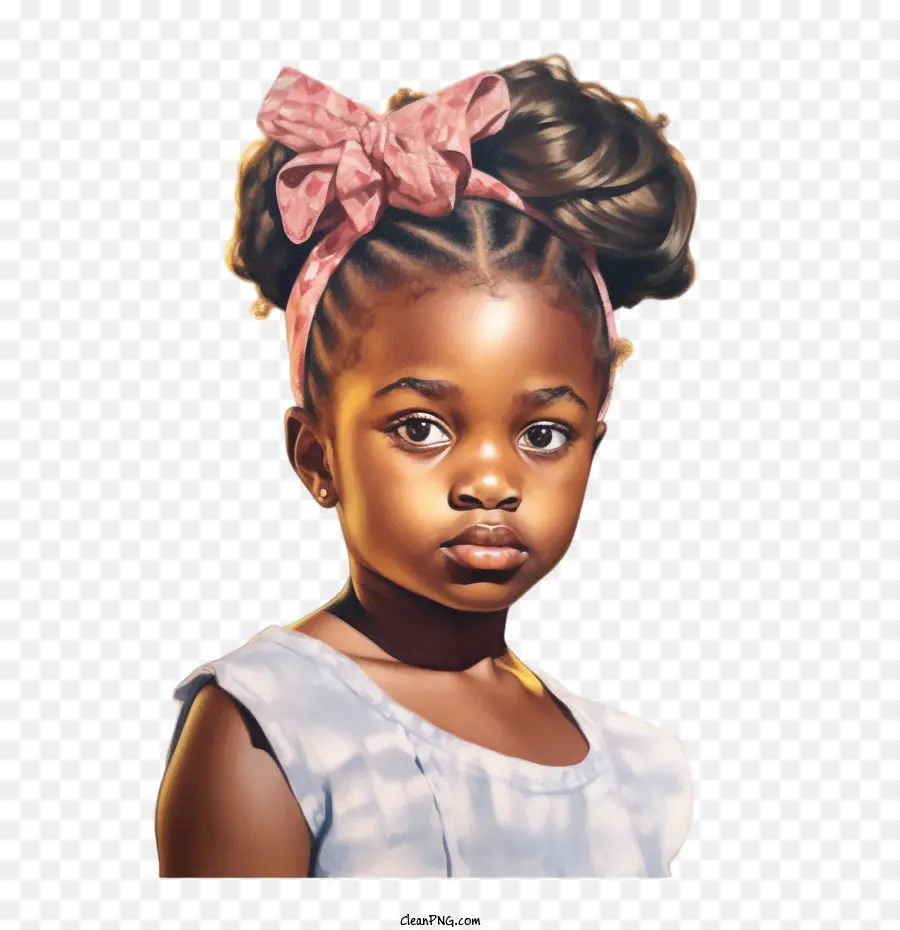 african child african girl african kid pink bow in hair blue shirt