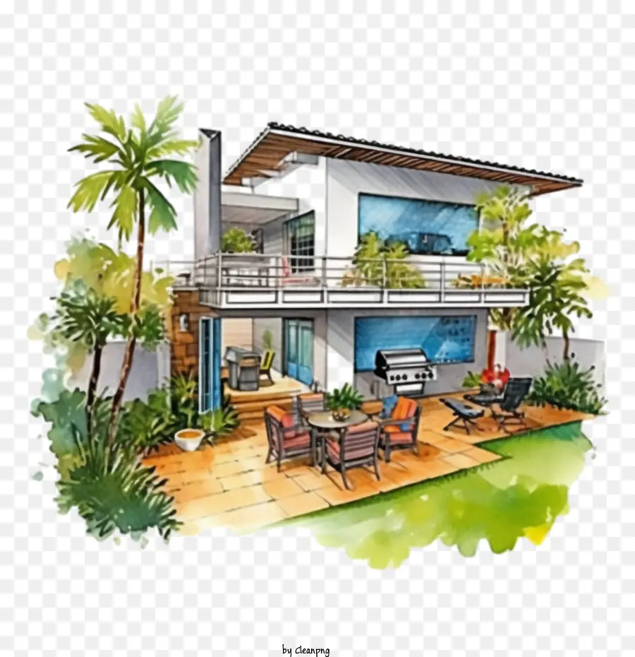 watercolor barbecue barbecue bbq watercolor modern house
