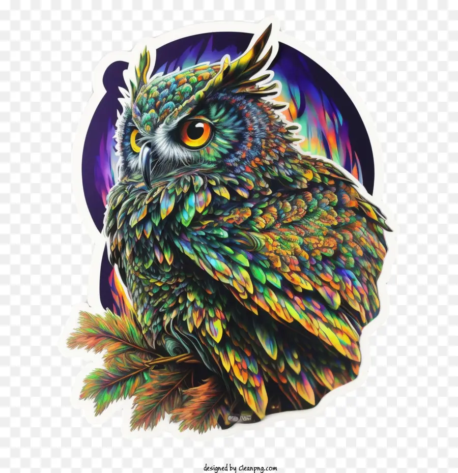 con cú psychedelic Owl đầy màu sắc rực rỡ - 