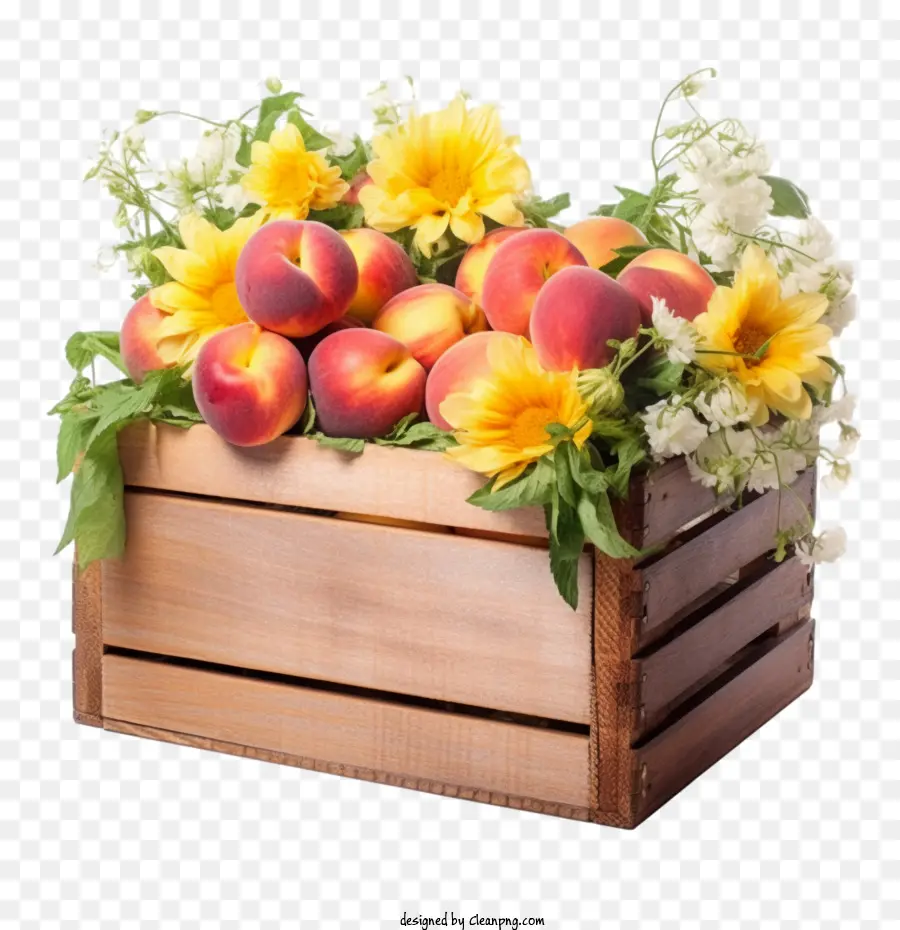 peach peach fruit peach flowers basket