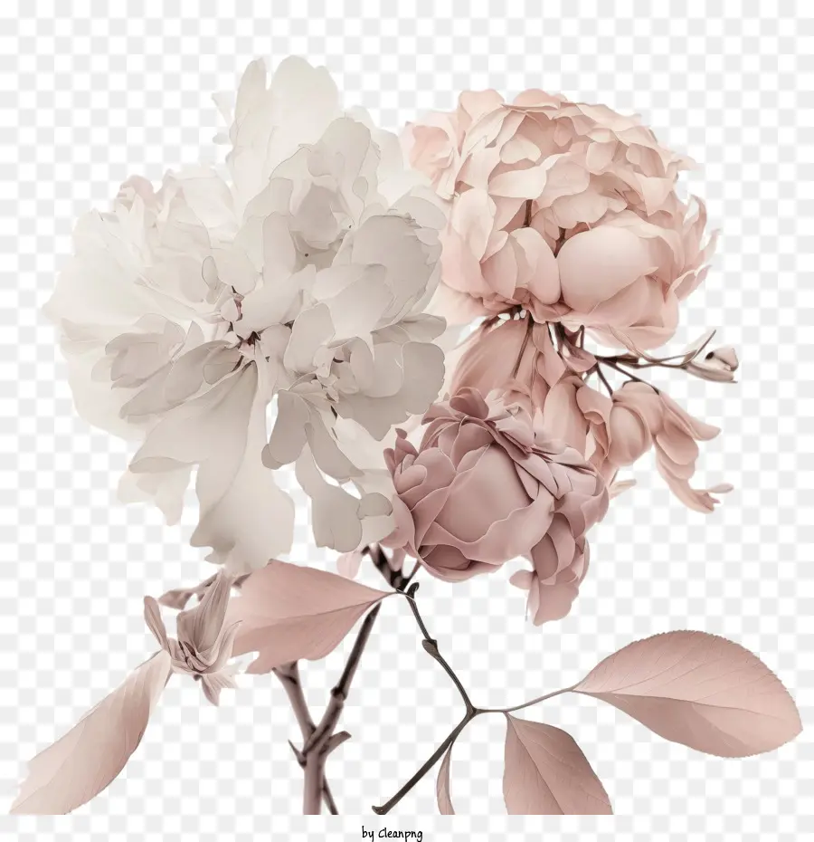 Flower Peonies Pink White Bouquet - 