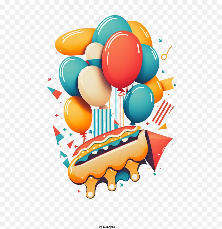 hot dog balloons cake confetti food
