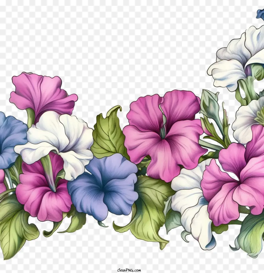hoa petunia màu hồng tím trắng - 