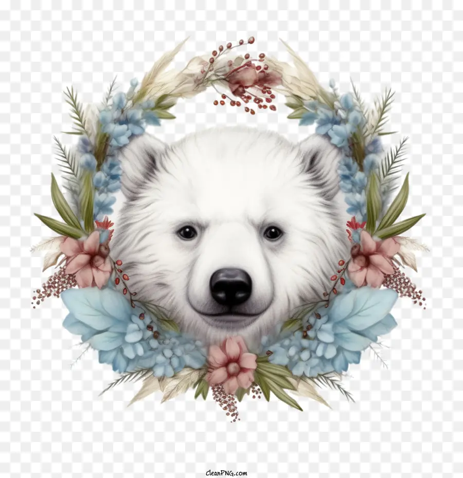 little polar bear
 polar bear bear wreath flowers