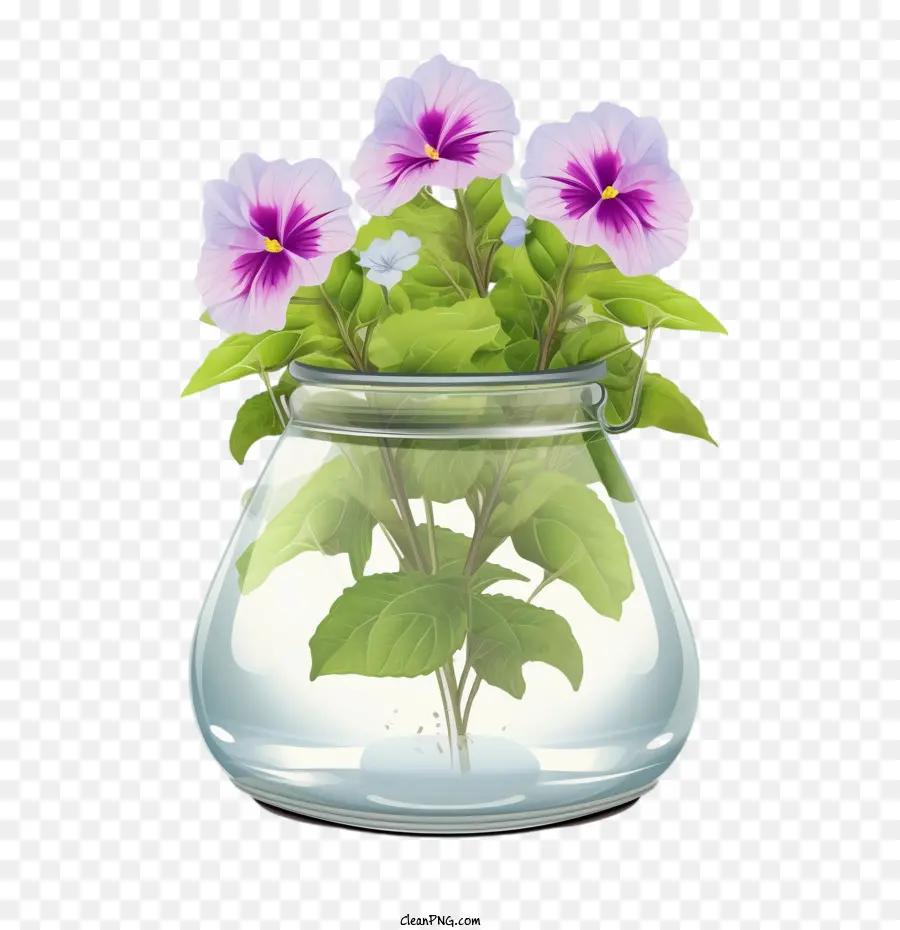 Petunia Blume Stiefmütterchen Vase lila Blüten - 