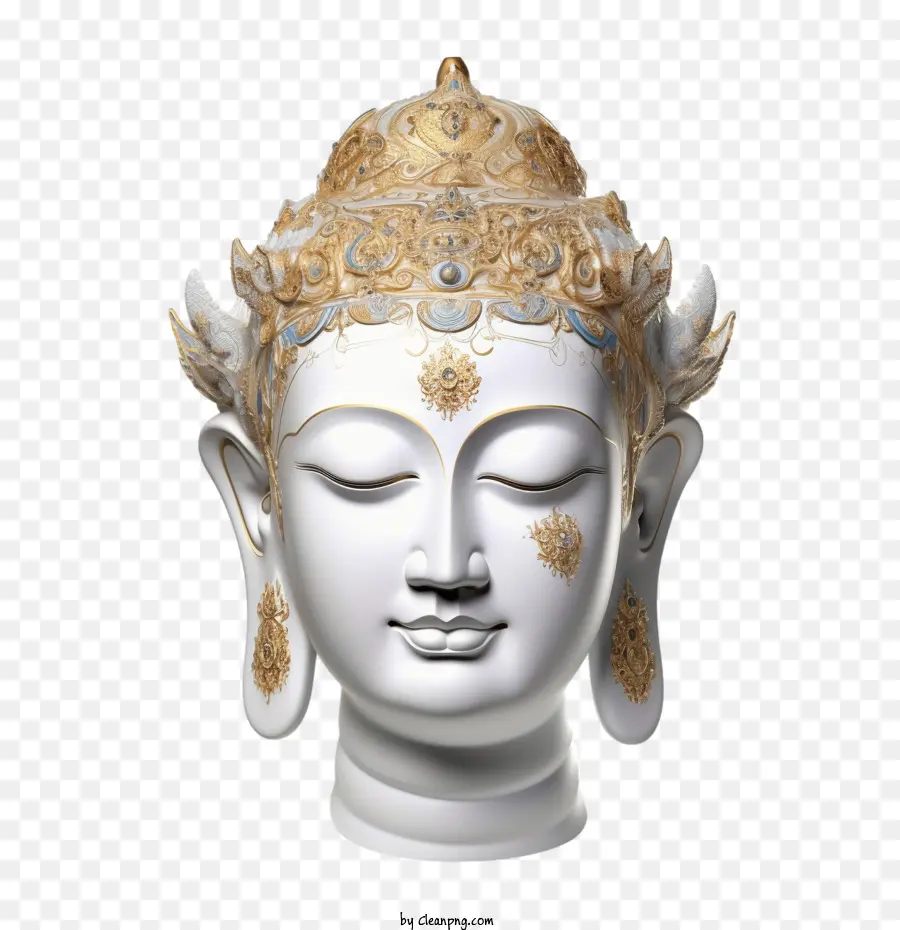 buddha head face white gold