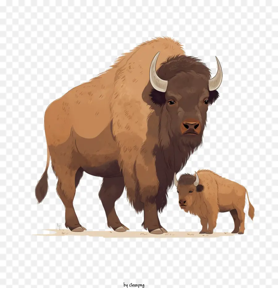 father and kid
 father and child buffalo bison north america