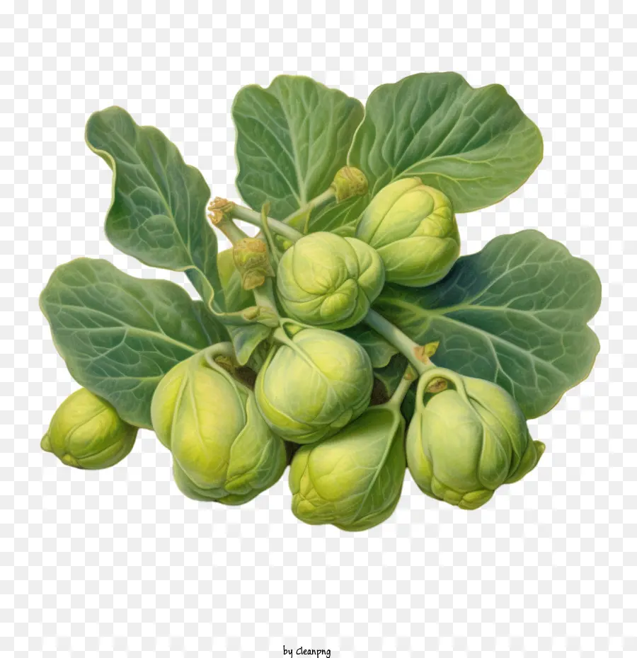 brussels sprouts banana fruits green leaves