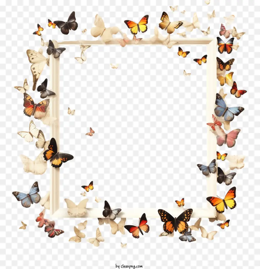 Schmetterlingsrahmen Schmetterlinge Rahmen weiße Blüten - 