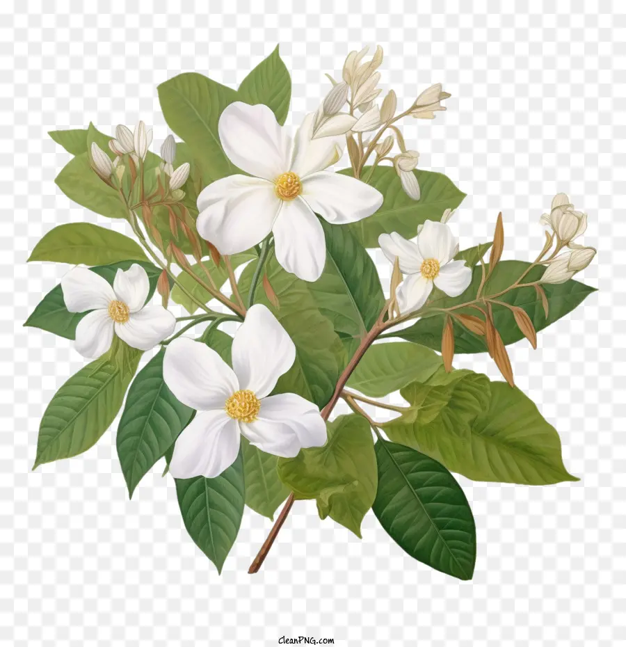 Cambogia White Flowers Foglie verdi - 
