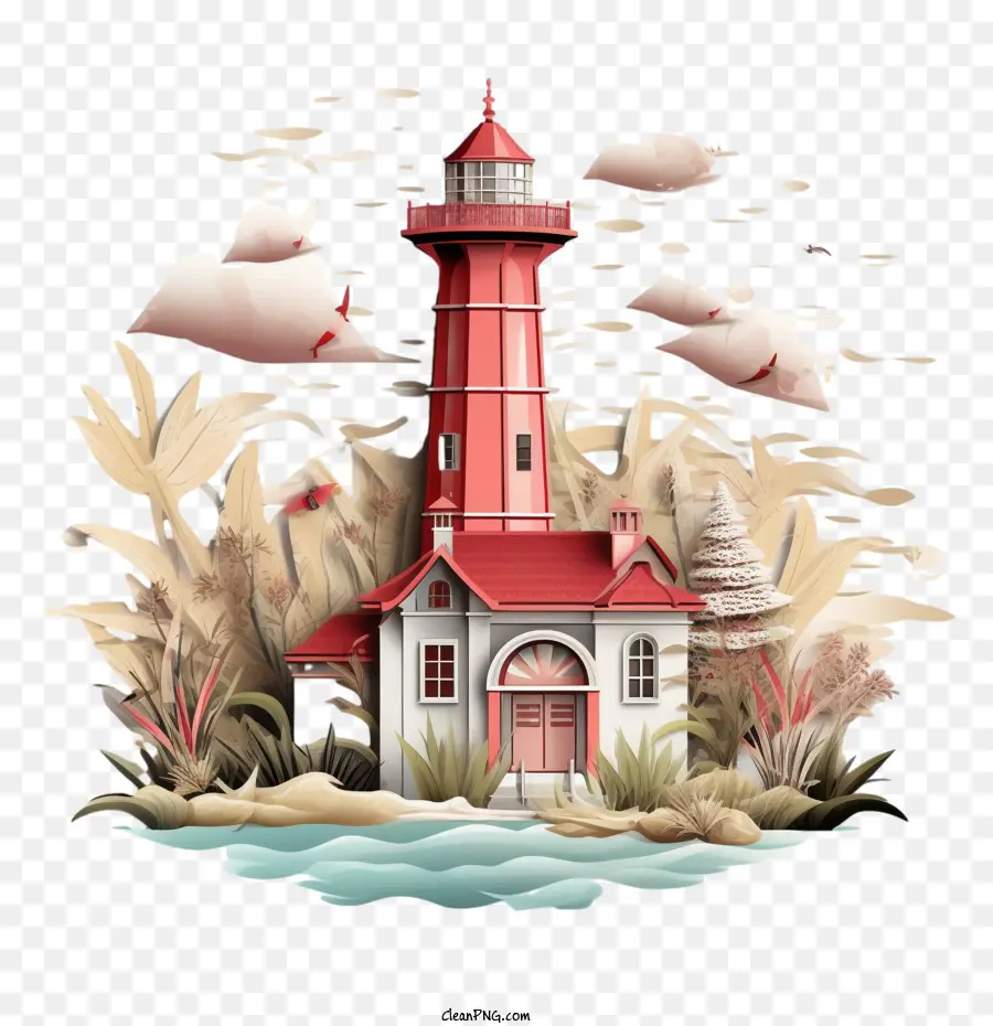lighthouse
 paper art lighthouse lighthouse red lighthouse illustration