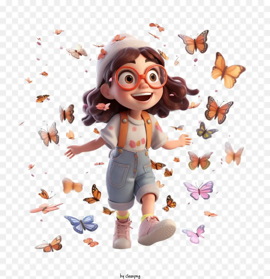 happy girl
 butterfly girl child smiling