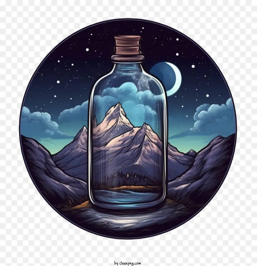 bottle
 camping lake mountains night