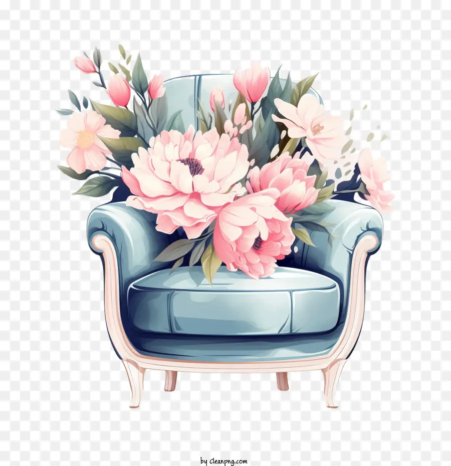 armchair
 garden chair blue floral arrangement