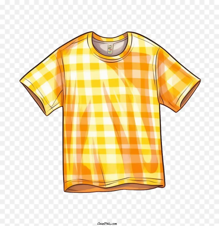 t-shirt t - shirt checkered yellow casual