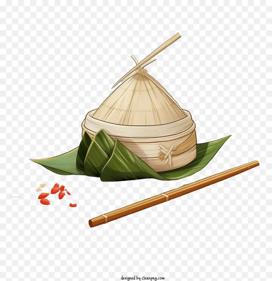 asiatische Lebensmittel Reis Bambusschüssel Stäbchen - 