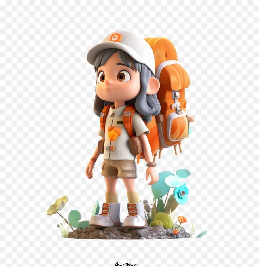 cute girl
 cartoon girl mountain climber backpacker outdoors