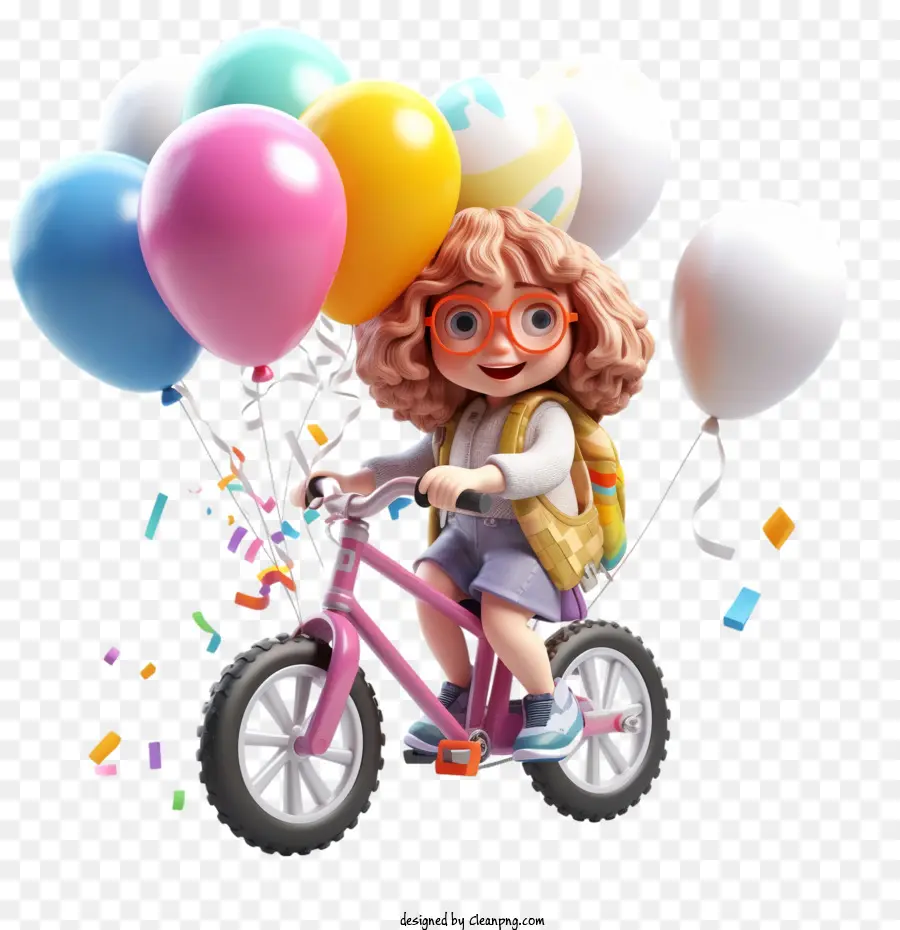 riding bike
 girl girl balloons bicycle