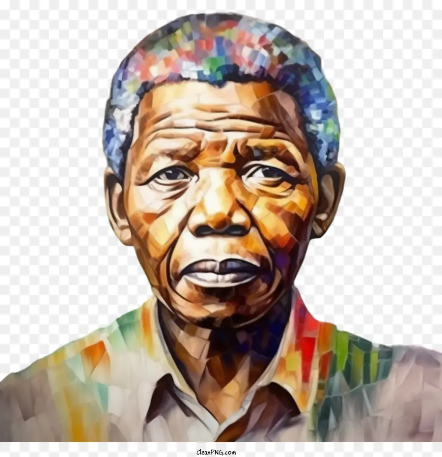 Nelson Mandela Porträt abstraktes Aquarell bunte - 
