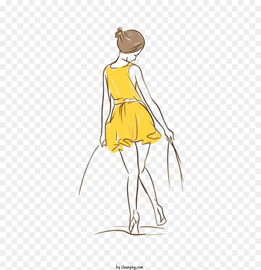 tanzende Mädchen Kleid gelbe Frau Gehen - 