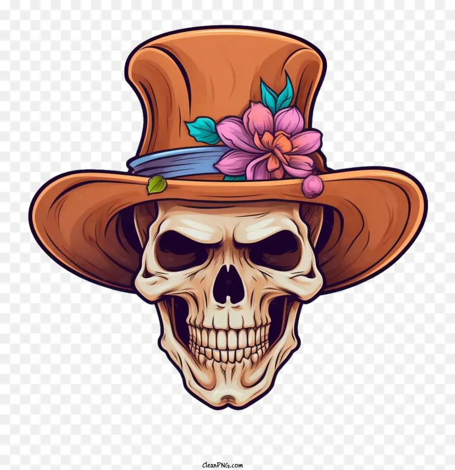 Sugar Skull Skull Hat Hat Skull với hoa - 