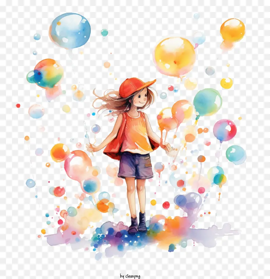 bubbles watercolor girl bubbles child
