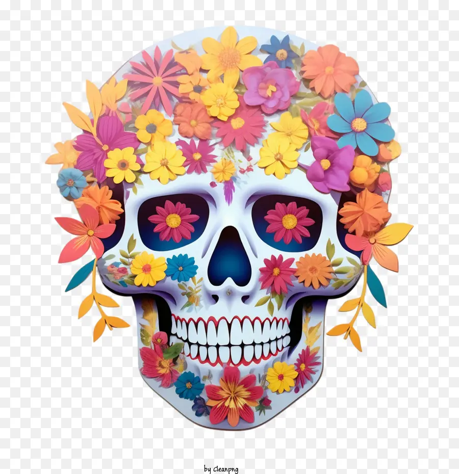 sugar skull sugar skull colorful flowers skull crown mexican holiday