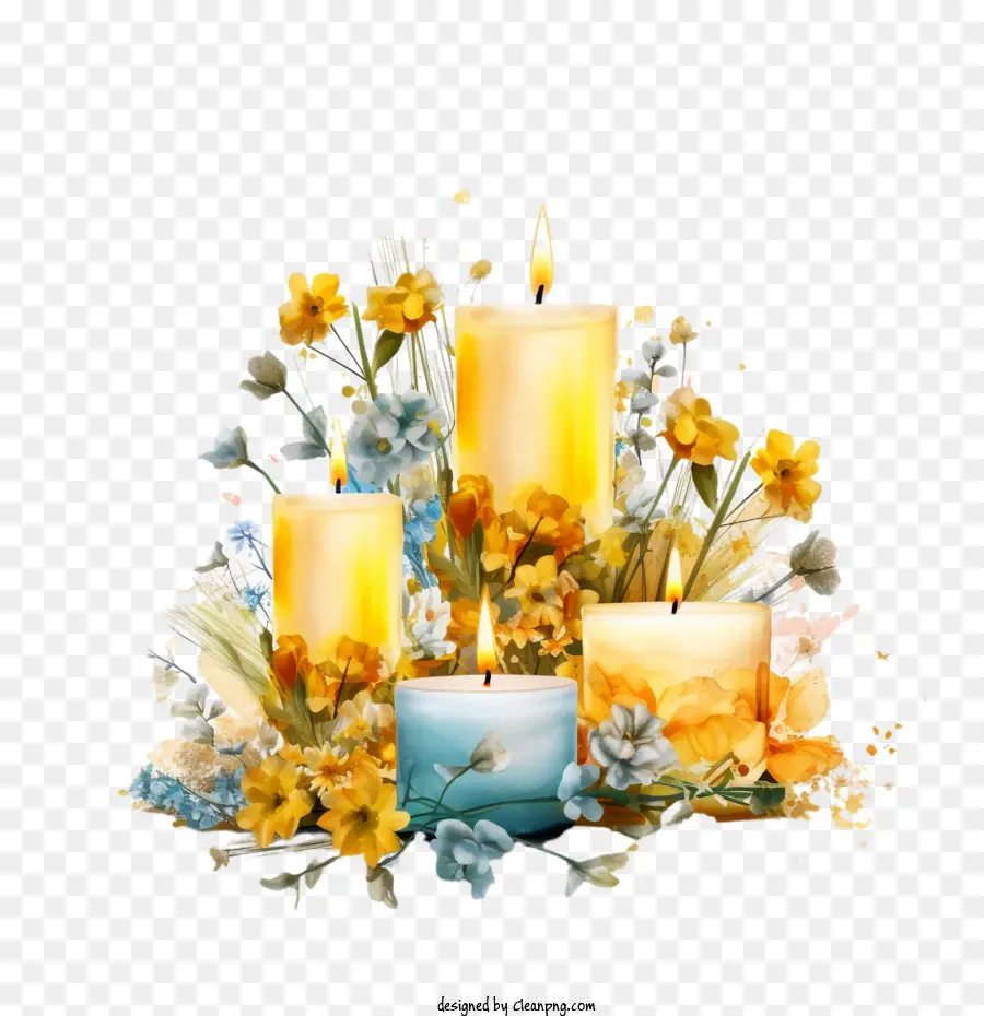 Citronella Kerzen Kerzen Blumen gelbblau - 