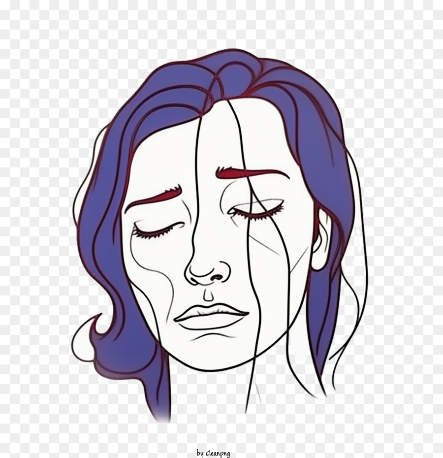 Cartoon draw with line art of young woman alone has a problem with Mental  health, suffering from emotion loneliness, depression Stock Photo - Alamy