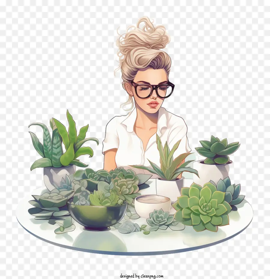 working woman
 working girl plant succulents greenery