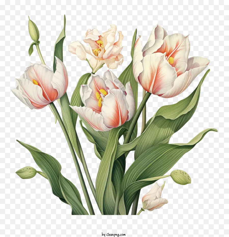 tulips tulips white pink flowers