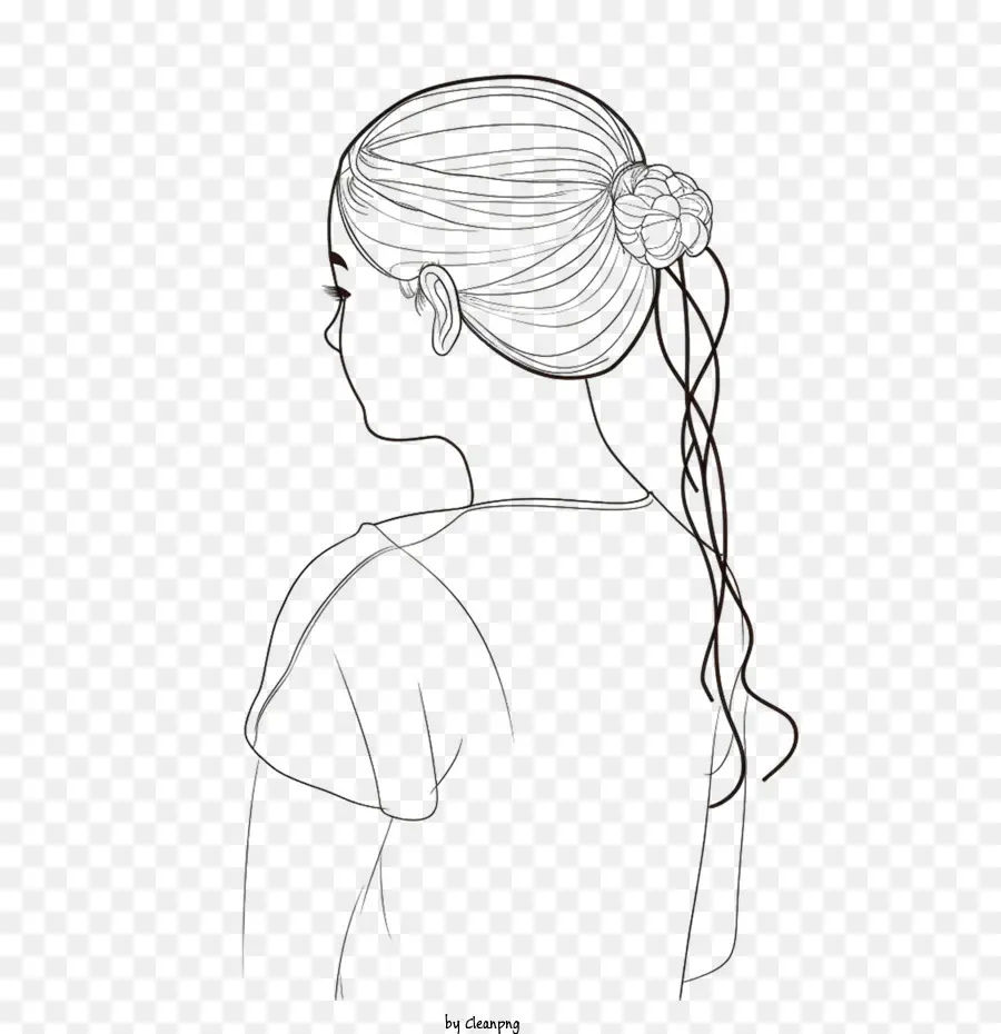 sketch girl
 one line girl hair woman long hair